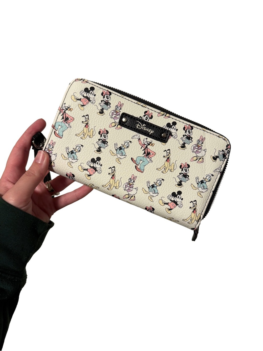 Disney Cream Multicolor Character Zip-Around Wallet